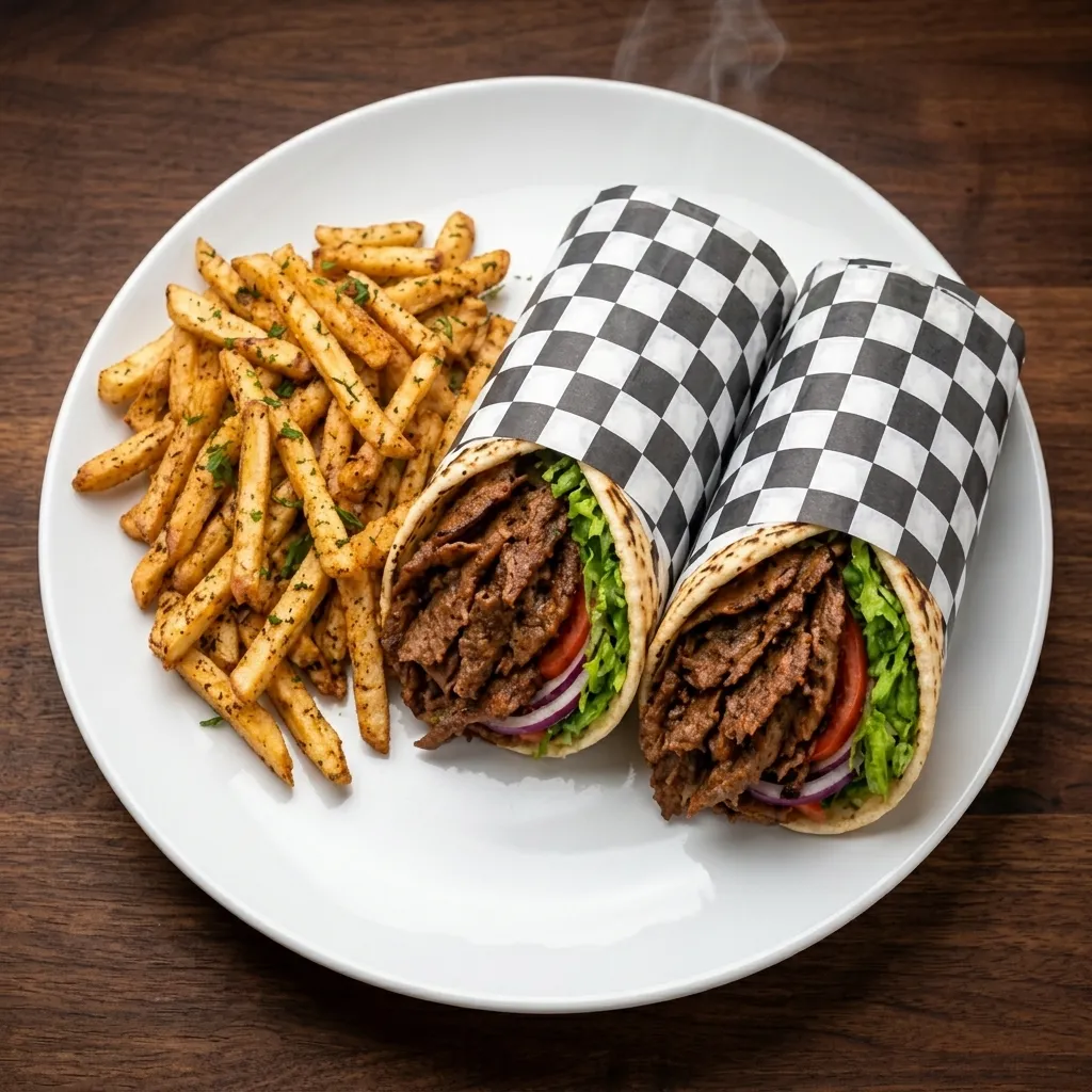 Beef Lamb Donair Platter at King's Restaurant – Middle Eastern donair platter